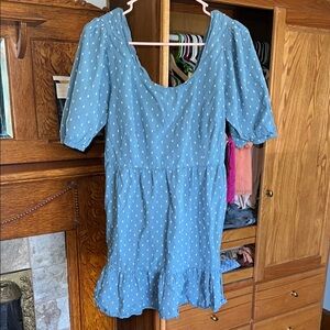 LOFT Blue Polka Dot Dress